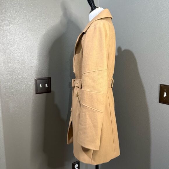 Michael Kors Asymmetrical Belted Walker Coat Wool Blend Camel Gold hardware - Picture 8 of 11